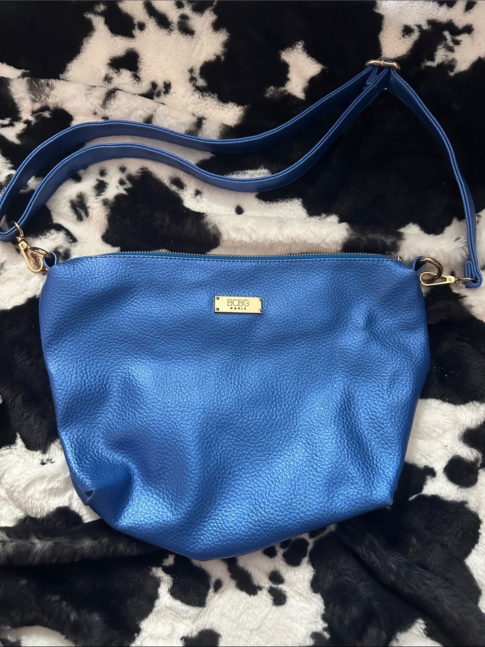 BCBG Royal Blue Pebbled Shoulder Bag
